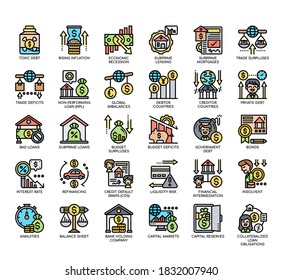 Set of Financial Crisis thin line and pixel perfect icons for any web and app project. 