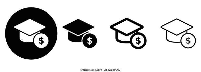 Set of Financial education icon collection. Graduation hat, Business education symbol. Vector Illustration.