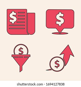 Set Financial growth and coin, Financial news, Speech bubble with dollar and Lead management icon. Vector
