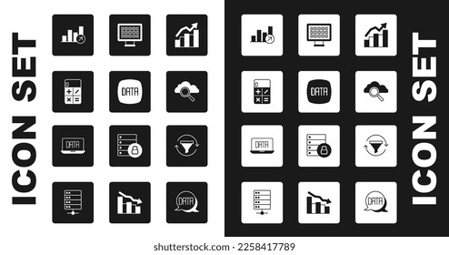Set Financial growth, Data analysis, Calculator, Search cloud computing, Binary code, Sales funnel with chart and  icon. Vector