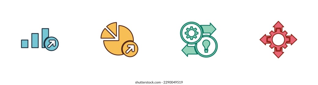 Set Financial growth, , Human resources and Project team base icon. Vector