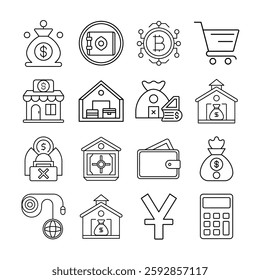 Set of a financial icon vector.