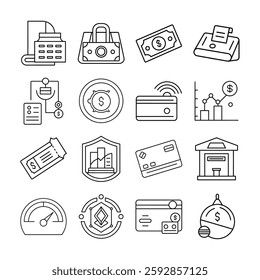 Set of a financial icon vector.