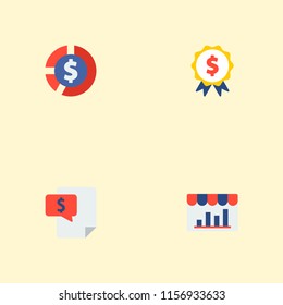 Set of financial icons flat style symbols with award, store analytics, bill and other icons for your web mobile app logo design.
