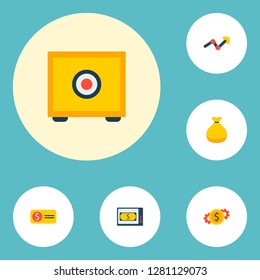 Set of financial icons flat style symbols with money set, bill, statistic and other icons for your web mobile app logo design.