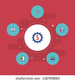 Set of financial icons flat style symbols with phone, news, set up and other icons for your web mobile app logo design.