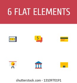 Set of financial icons flat style symbols with finance news, court, chart and other icons for your web mobile app logo design.