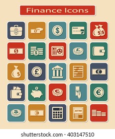 Set of Financial Icons. Monetary and Currency Symbols on a Light Background.