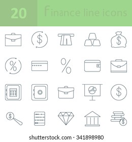 Set of financial icons, thin lines