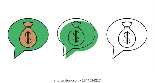 set of financial illustration in different style color