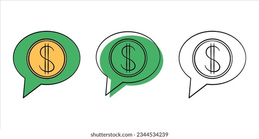 conjunto de ilustraciones financieras con un color de estilo diferente