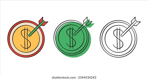 set of financial illustration in different style color