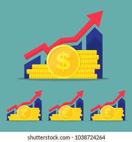 Set of financial performance, statistic report, boost business productivity, mutual fund.