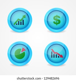 set of financial signs glossy vector icons