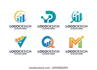 Set of financial success logo design with chart