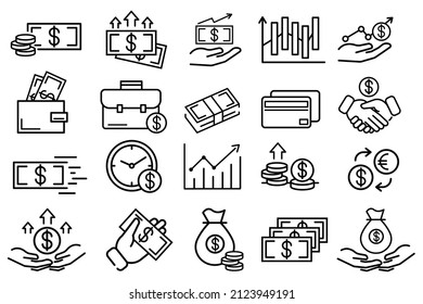 Set Financial Things Flat Icons Pictograms Stock Vector (Royalty Free ...