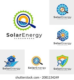 Set of Find Solar logo vector template, Creative Solar panel energy logo design concepts