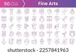 Set of fine arts icons. Gradient style icon bundle. Vector Illustration