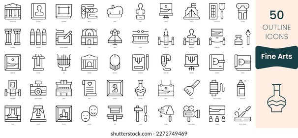 Set of fine arts icons. Thin linear style icons Pack. Vector Illustration