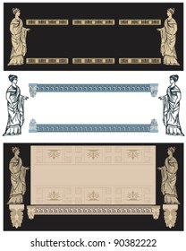 set of fine decorative frames with ancient Greek woman