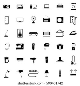 set of fine electrical appliances icons