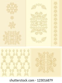 Set of  fine golden floral vignettes, decorative compositions
