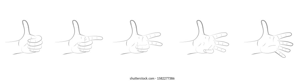Set of finger gestures. 1-5 scoring