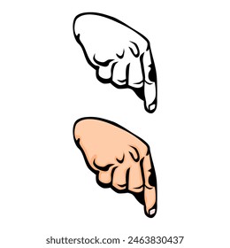 Set of finger illustrations pointing down