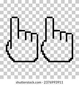 Set of finger pixel icon, web cursor click mouse symbol, computer pointer vector illustration .