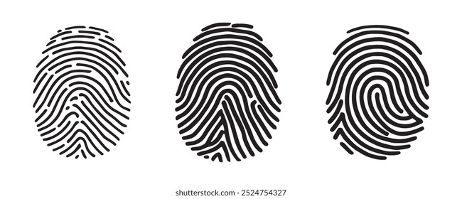 set of finger print fingerprint lock secure security logo vector icon