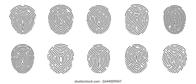 set of finger print fingerprint lock secure security logo vector icon
