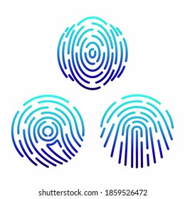 A set of fingerprint identification icons for the app. Vector illustration