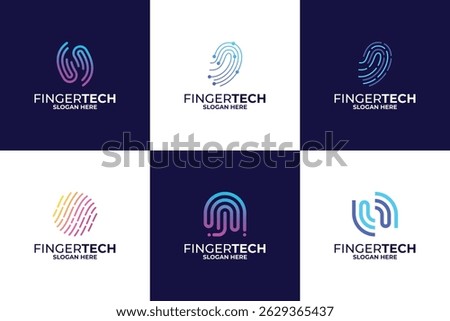 Set of Fingerprint logo design for technology security system