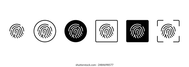 Set of Fingerprint scan icon collection. Biometric, access, security, protection symbol. vector illustration.