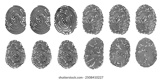 Set fingerprint scanning icon sign. Fingerprints icon set vector isolated. Fingerprints icon set vector isolated