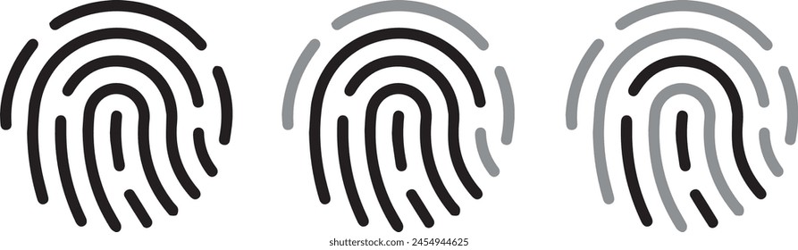 Set von Fingerabdruck-Vektorgrafiken, schwarz.