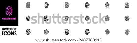 Set of fingerprints icons. Fingerprint different shapes. Fingerprint scanning icon sign. Vector Illustration. Vector Graphic. EPS 10