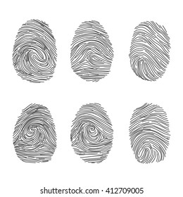 Set of fingerprints icons, id security identity fingerprint. Vector illustration eps10