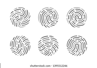 Set of fingerprints isolated on white background vector illustration