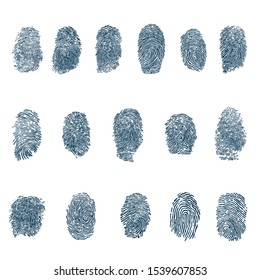 Set of fingerprints, vector illustration isolated on white background