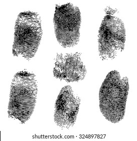 Set of fingerprints, vector illustration isolated on white