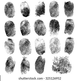 Set of fingerprints, vector illustration isolated on white