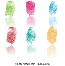 Set of fingerprints, vector illustration isolated on white