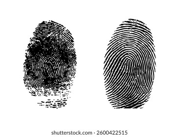 Set of fingerprints, vector illustration on black colour.
