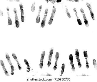 Set of fingerprints, vector illustration.Set of fingerprints. Print of hand of child, cute skin texture pattern,vector grunge illustration.Vector black  hand print isolated.