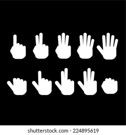 Set of fingers showing numbers 