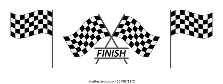 Set of finish flag. Finish flag for car racing flat vector icon for apps and websites. Vector svg