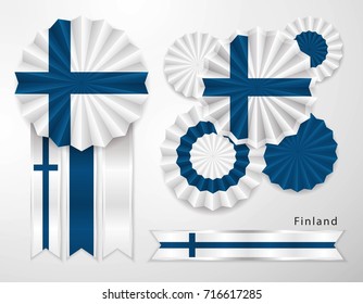 Set of Finland Flag in different shape of ribbons, Flag banners vector for decoration, insignia vector

