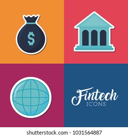 set of fintech icons