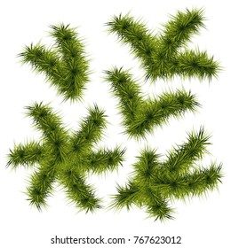 Set of  fir branches. Christmas tree, pine, winter. Vector illustration, eps 10.